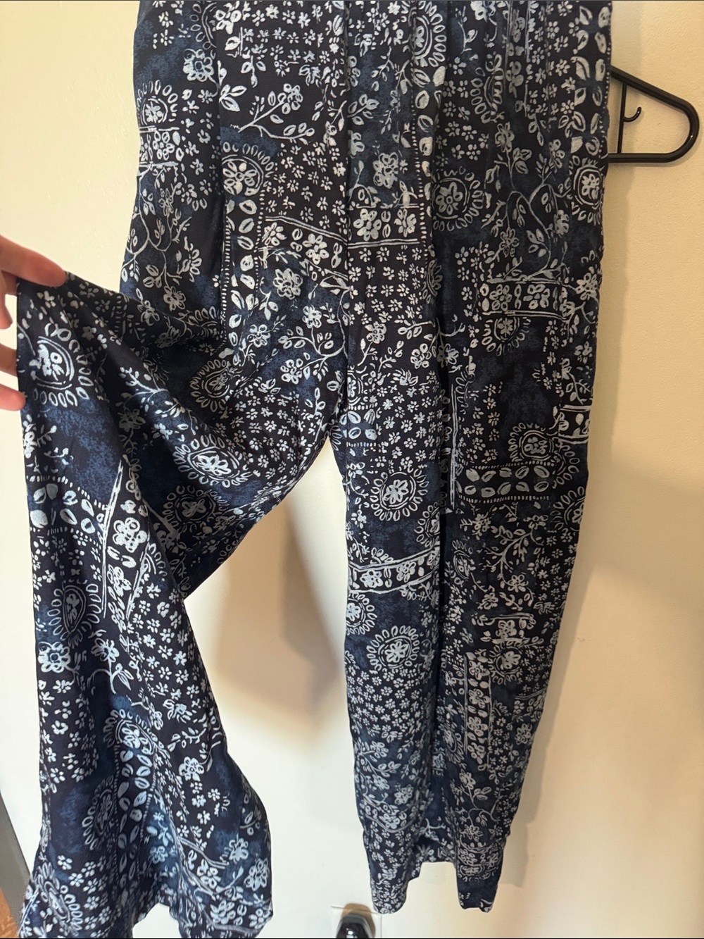 Navy Blue Bandana Print Wide Leg Pants - Picture 2 of 5